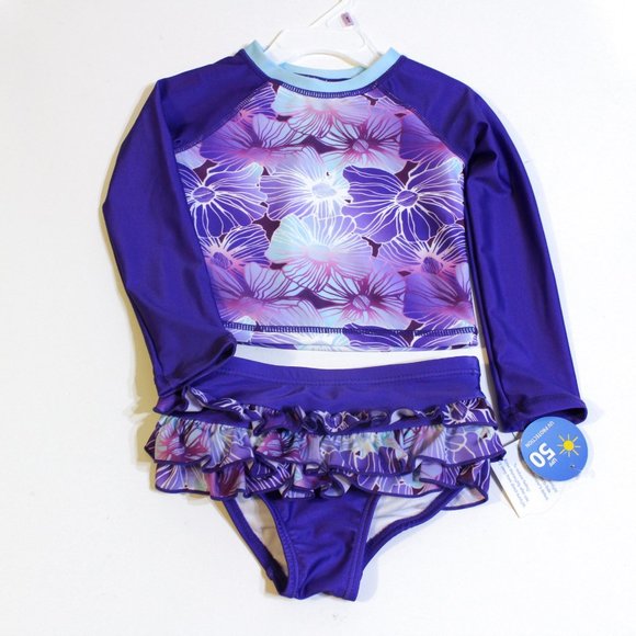 Wave Zone Baby Girl Rashguard Swimsuit Set Size 24 Months UV Protection - Picture 4 of 7